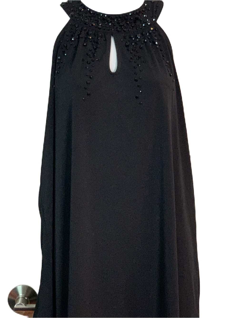 Lane Bryant Embellished Black Beads Halter Neck Blouse. EC SZ 18-20